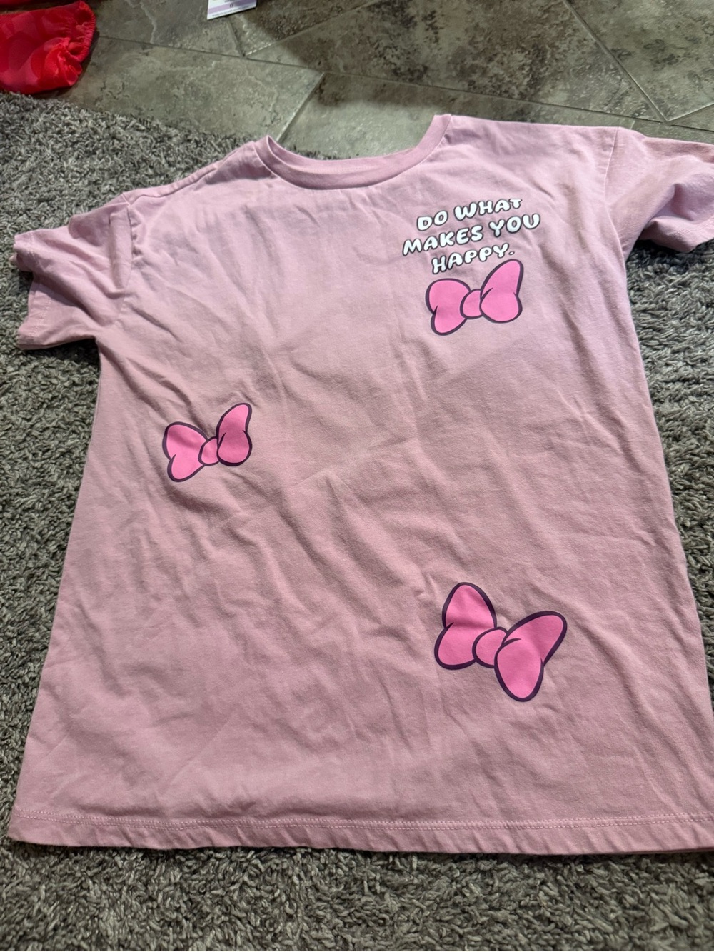 🍊NWOT Kids Pink Minnie Mouse Graphic Tee - 'Do What Makes You Happy'
